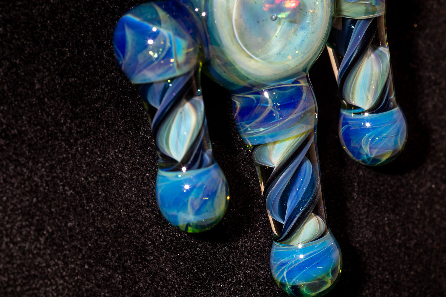 Ankh Eye Of Horus | Sculpted Glass Pendant with Encased Opal | Borosilicate Glass Necklace | Glass Charm Jewelry | Sparkle Necklace |