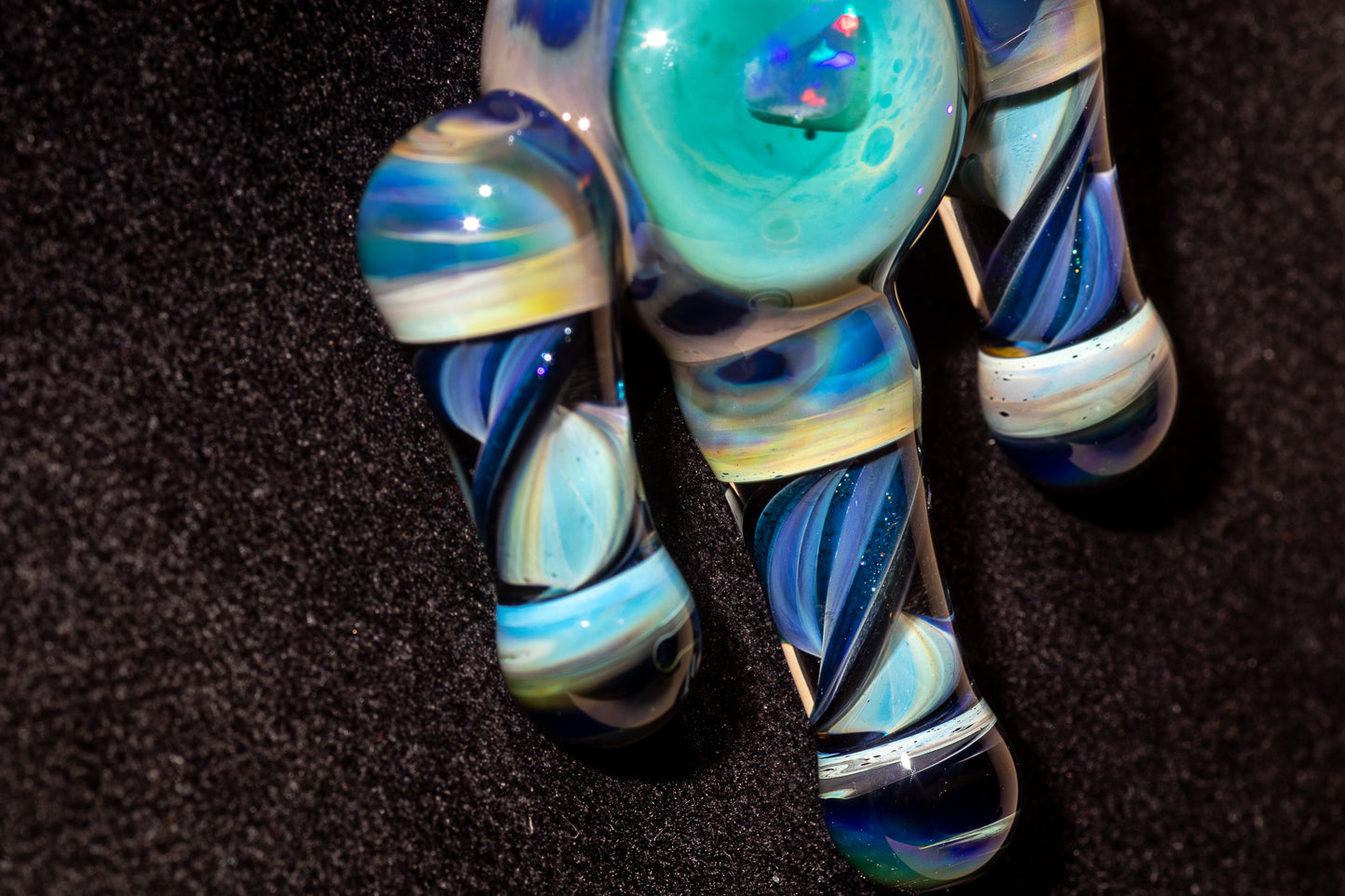 Ankh Eye Of Horus | Sculpted Glass Pendant with Encased Opal | Borosilicate Glass Necklace | Glass Charm Jewelry | Sparkle Necklace |