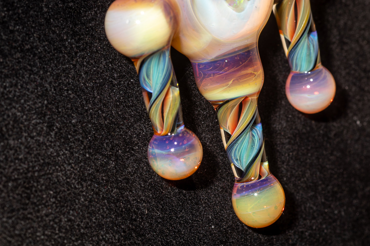 Ankh Eye Of Horus | Sculpted Glass Pendant with Encased Opal | Borosilicate Glass Necklace | Glass Charm Jewelry | Sparkle Necklace |