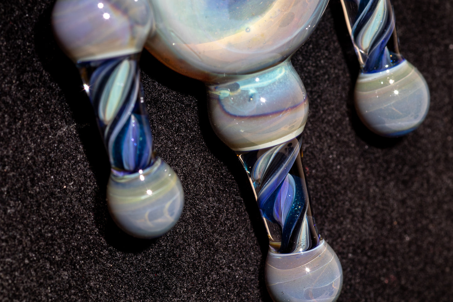 Ankh Eye Of Horus | Sculpted Glass Pendant with Encased Opal | Borosilicate Glass Necklace | Glass Charm Jewelry | Sparkle Necklace |