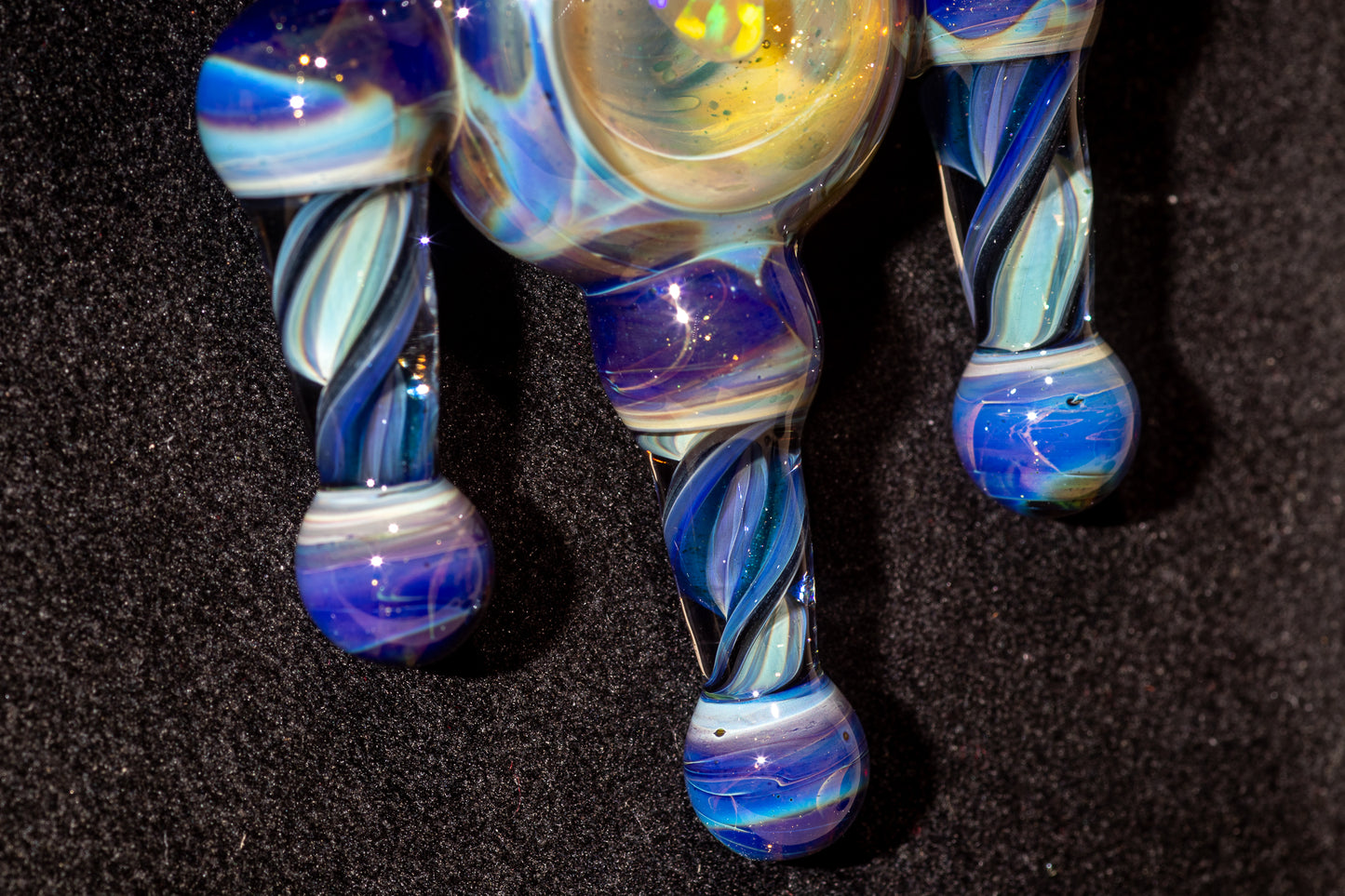 Ankh Eye Of Horus | Sculpted Glass Pendant with Encased Opal | Borosilicate Glass Necklace | Glass Charm Jewelry | Sparkle Necklace |