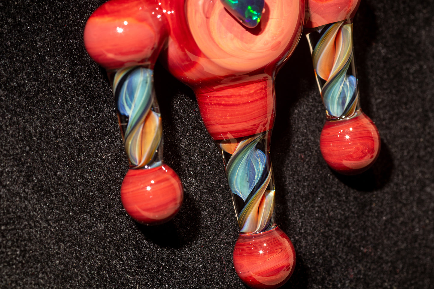 Ankh Eye Of Horus | Sculpted Glass Pendant with Encased Opal | Borosilicate Glass Necklace | Glass Charm Jewelry | Sparkle Necklace |