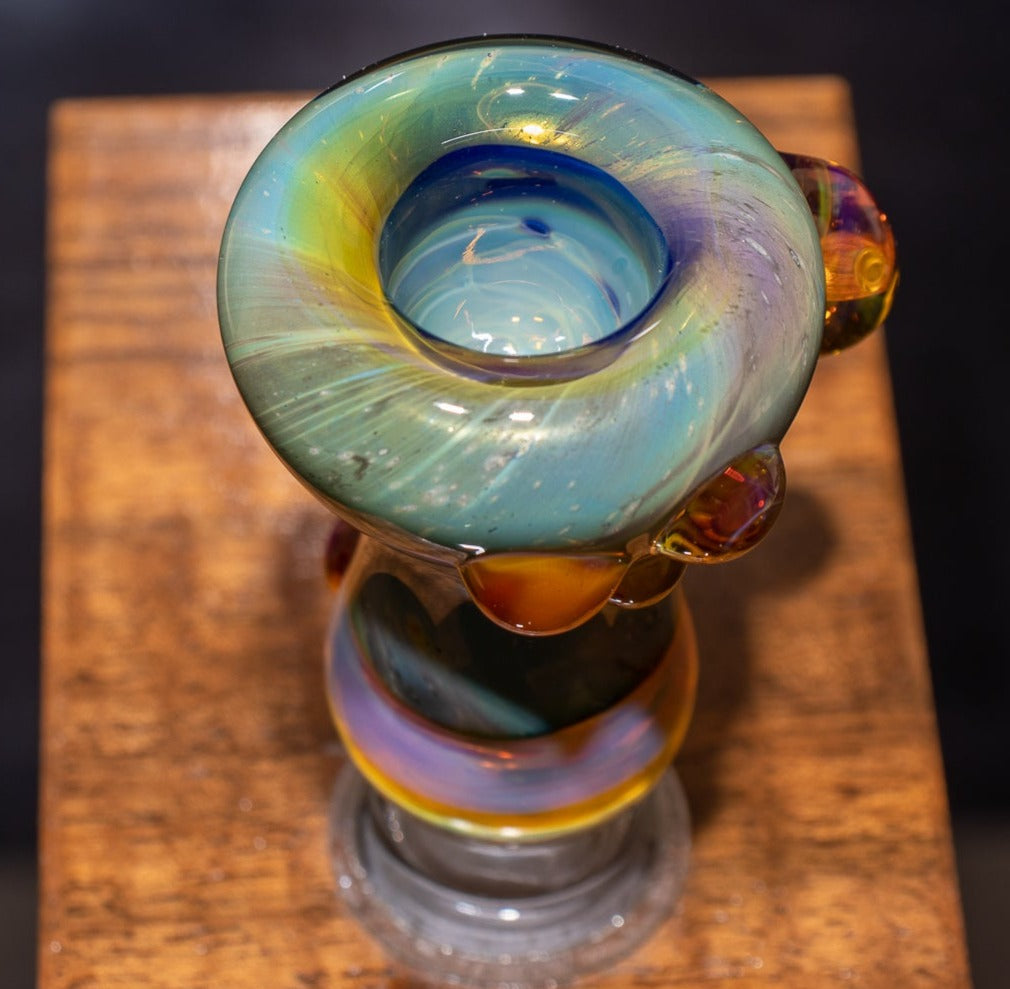 14mm Glass Slide | Silver & Gold Fumed Galaxy | Heady Colored Functional Glass Slide