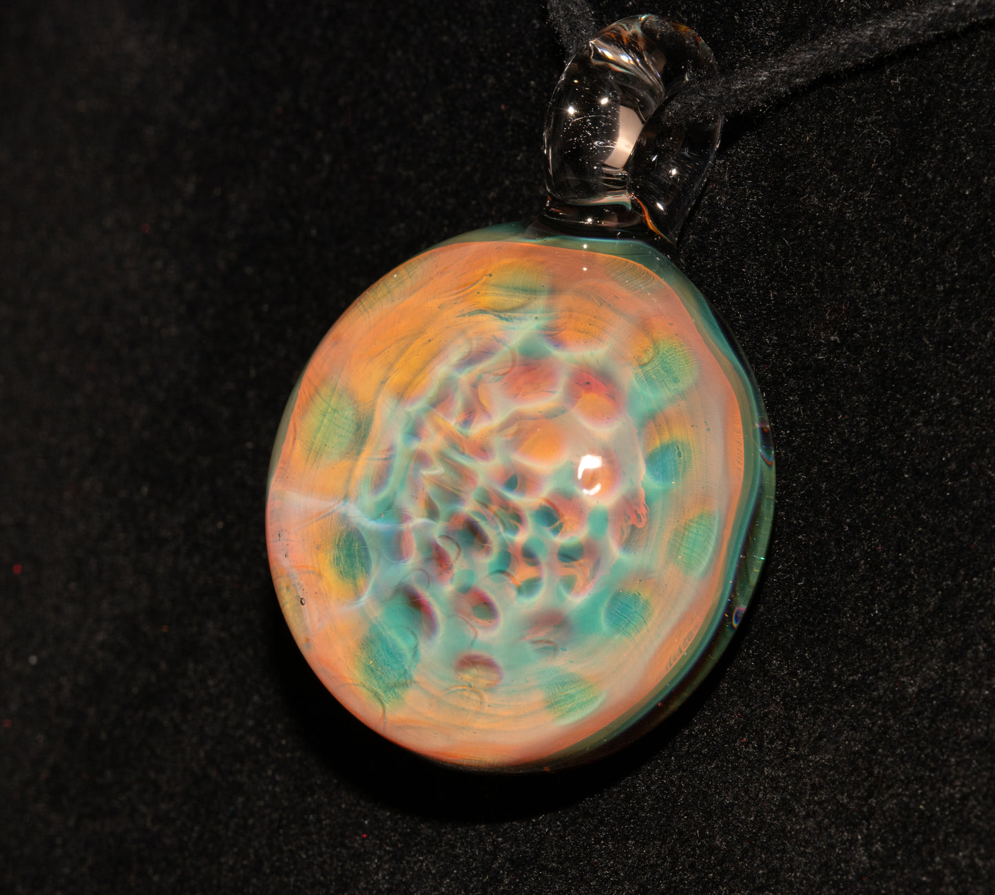 Honeycomb Glass Pendant | Fumed Borosilicate Necklace | Ethereal Heady Glass Jewelry | Cosmic Depth Art