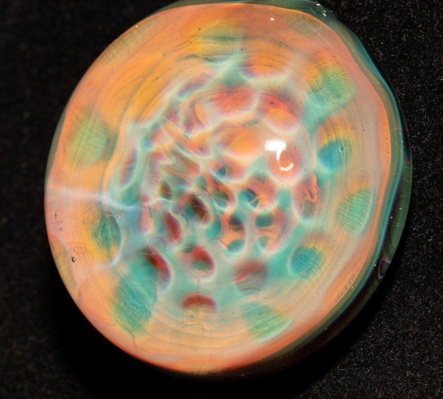 Honeycomb Glass Pendant | Fumed Borosilicate Necklace | Ethereal Heady Glass Jewelry | Cosmic Depth Art