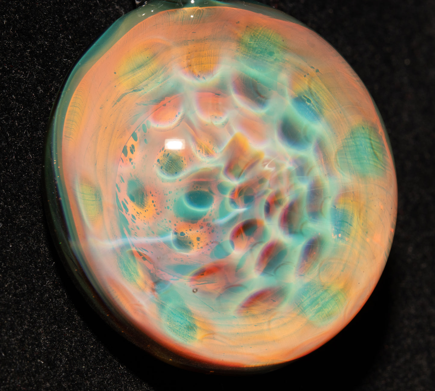 Honeycomb Glass Pendant | Fumed Borosilicate Necklace | Ethereal Heady Glass Jewelry | Cosmic Depth Art