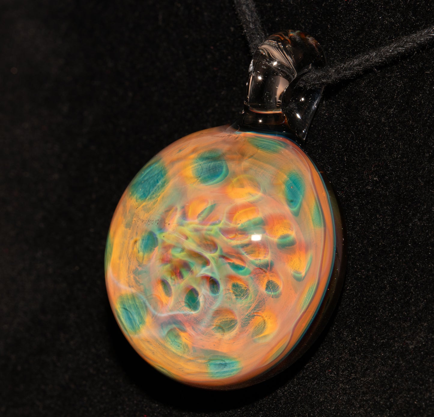 Fumed Honeycomb Pendant | Ethereal Borosilicate Glass Necklace | Heady Art Jewelry | Celestial Depth Design