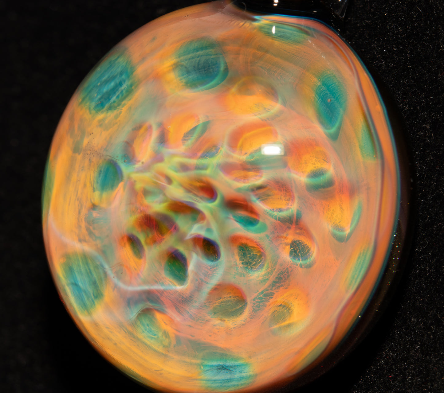 Fumed Honeycomb Pendant | Ethereal Borosilicate Glass Necklace | Heady Art Jewelry | Celestial Depth Design