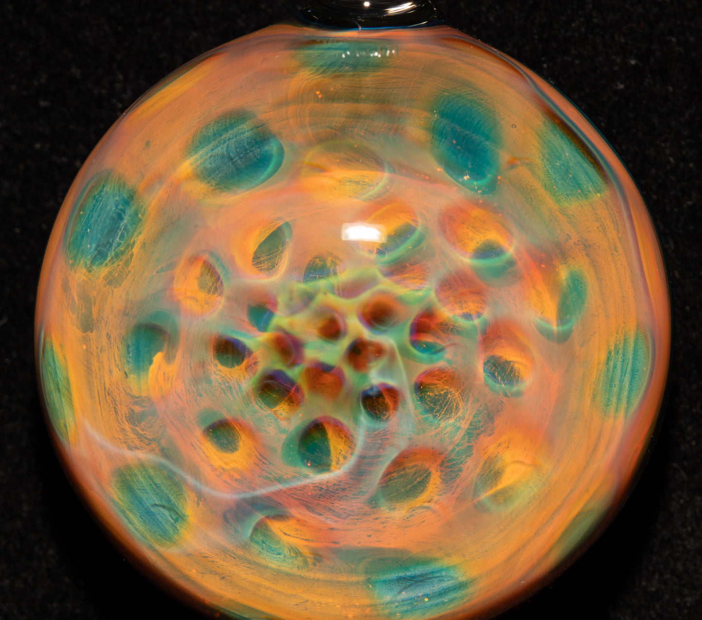 Fumed Honeycomb Pendant | Ethereal Borosilicate Glass Necklace | Heady Art Jewelry | Celestial Depth Design