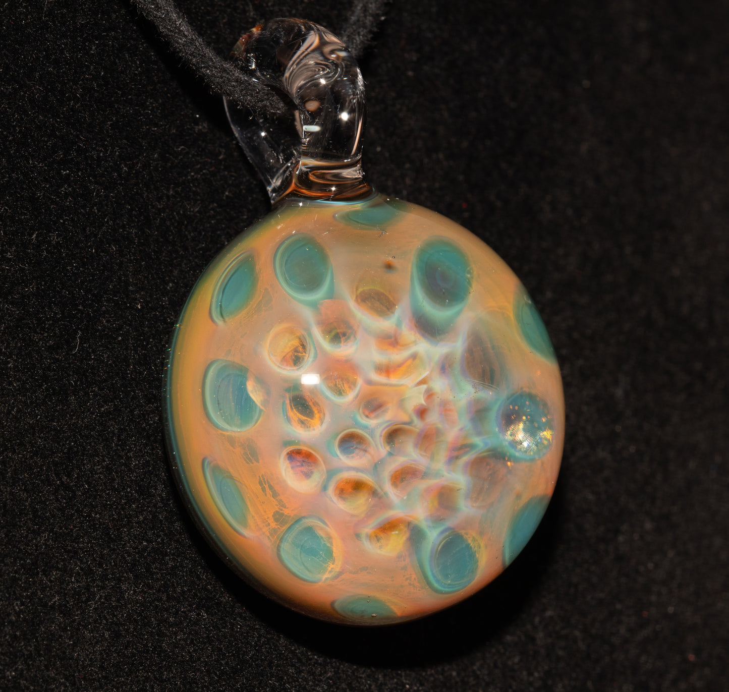 Honeycomb Glass Necklace | Borosilicate Fumed Pendant | Handcrafted Heady Jewelry | Cosmic Art with Depth