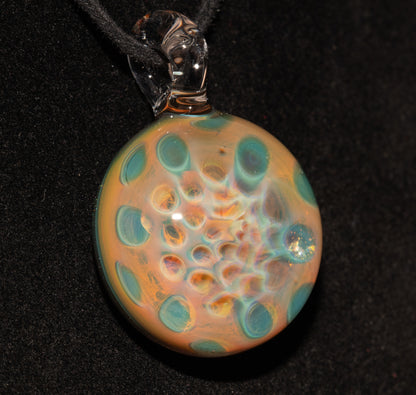 Honeycomb Glass Necklace | Borosilicate Fumed Pendant | Handcrafted Heady Jewelry | Cosmic Art with Depth