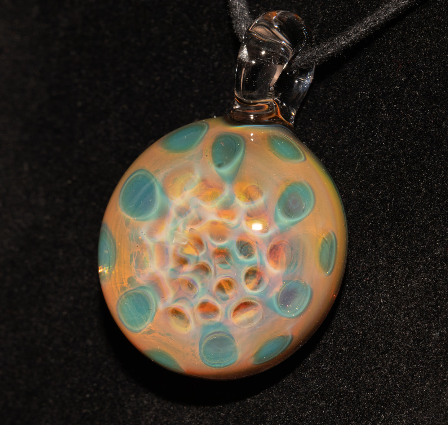 Honeycomb Glass Necklace | Borosilicate Fumed Pendant | Handcrafted Heady Jewelry | Cosmic Art with Depth