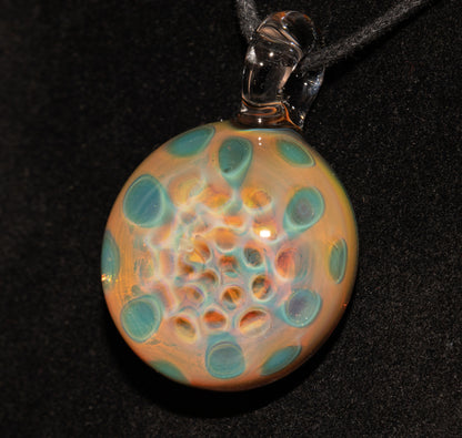 Honeycomb Glass Necklace | Borosilicate Fumed Pendant | Handcrafted Heady Jewelry | Cosmic Art with Depth