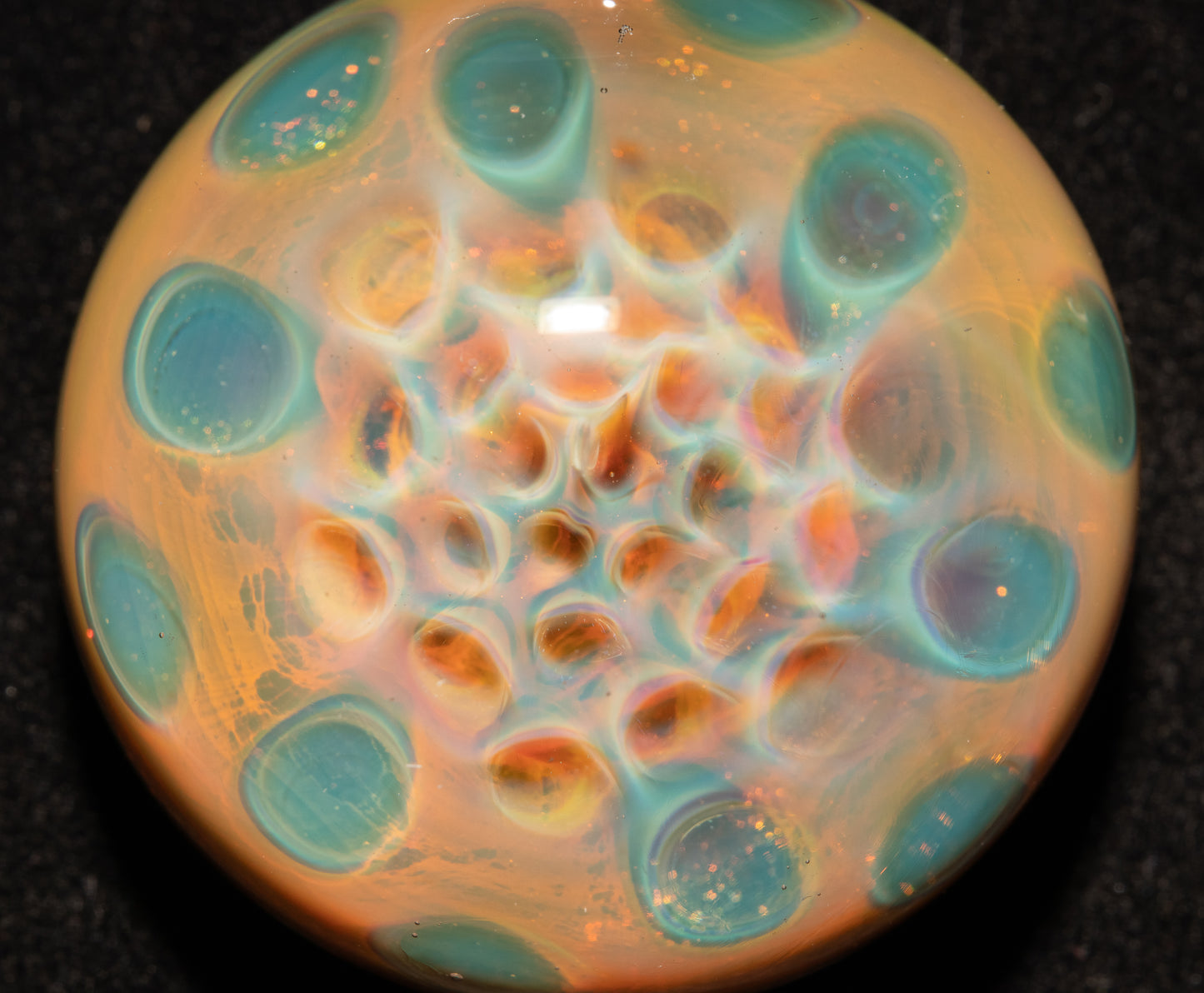 Honeycomb Glass Necklace | Borosilicate Fumed Pendant | Handcrafted Heady Jewelry | Cosmic Art with Depth