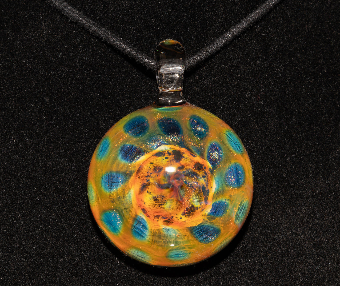 Fumed Borosilicate Honeycomb Necklace | Heady Glass Pendant | Galactic Artisan Jewelry | Ethereal Depth Design