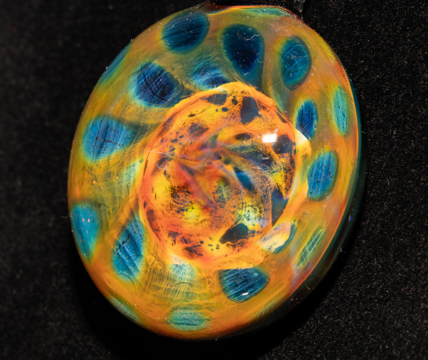 Fumed Borosilicate Honeycomb Necklace | Heady Glass Pendant | Galactic Artisan Jewelry | Ethereal Depth Design