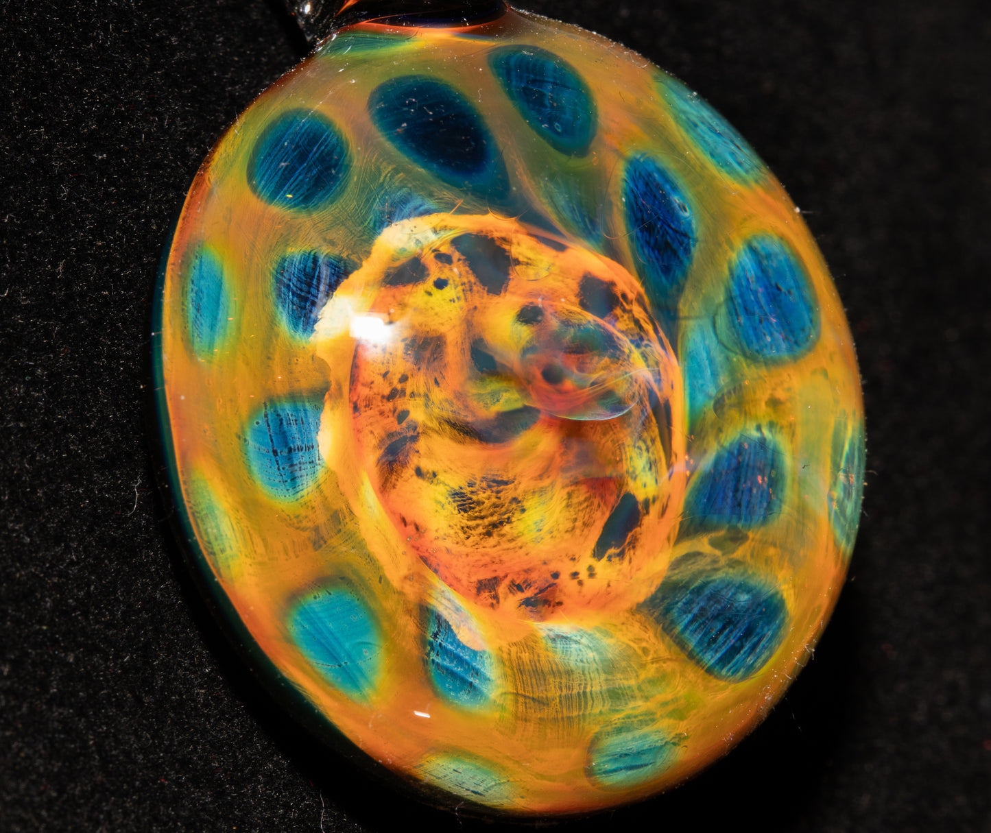 Fumed Borosilicate Honeycomb Necklace | Heady Glass Pendant | Galactic Artisan Jewelry | Ethereal Depth Design
