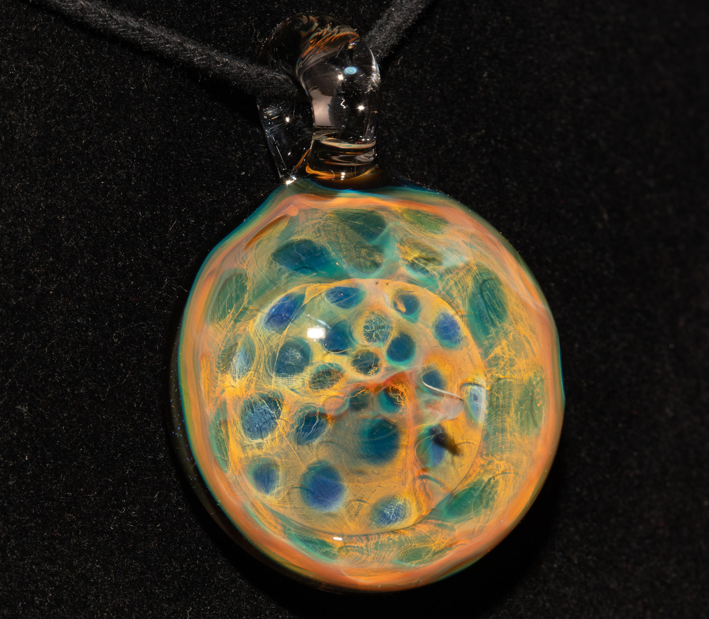Honeycomb Pendant | Borosilicate Fumed Glass Necklace | Galactic Heady Jewelry | Cosmic Depth Artistry