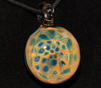 Honeycomb Pendant | Borosilicate Fumed Glass Necklace | Galactic Heady Jewelry | Cosmic Depth Artistry
