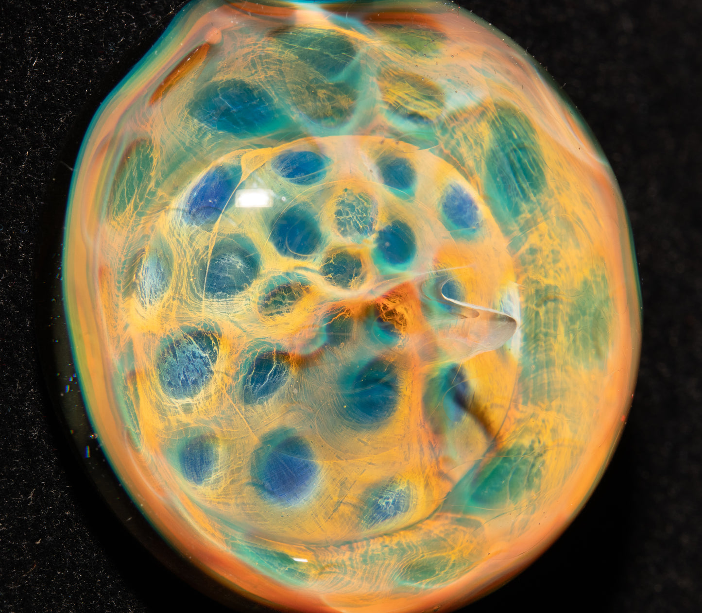 Honeycomb Pendant | Borosilicate Fumed Glass Necklace | Galactic Heady Jewelry | Cosmic Depth Artistry