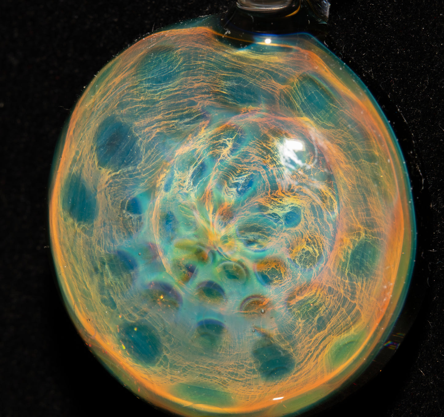 Borosilicate Honeycomb Glass Necklace | Cosmic Fumed Pendant | Ethereal Heady Jewelry | Galactic Art Design