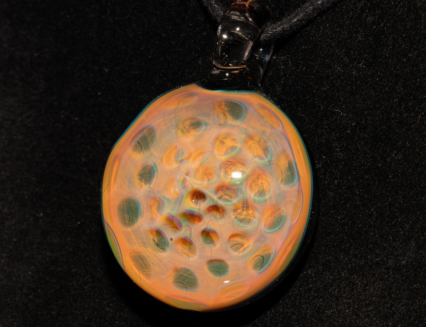 Honeycomb Fumed Pendant | Heady Borosilicate Necklace | Cosmic Glass Jewelry | Ethereal Depth Masterpiece