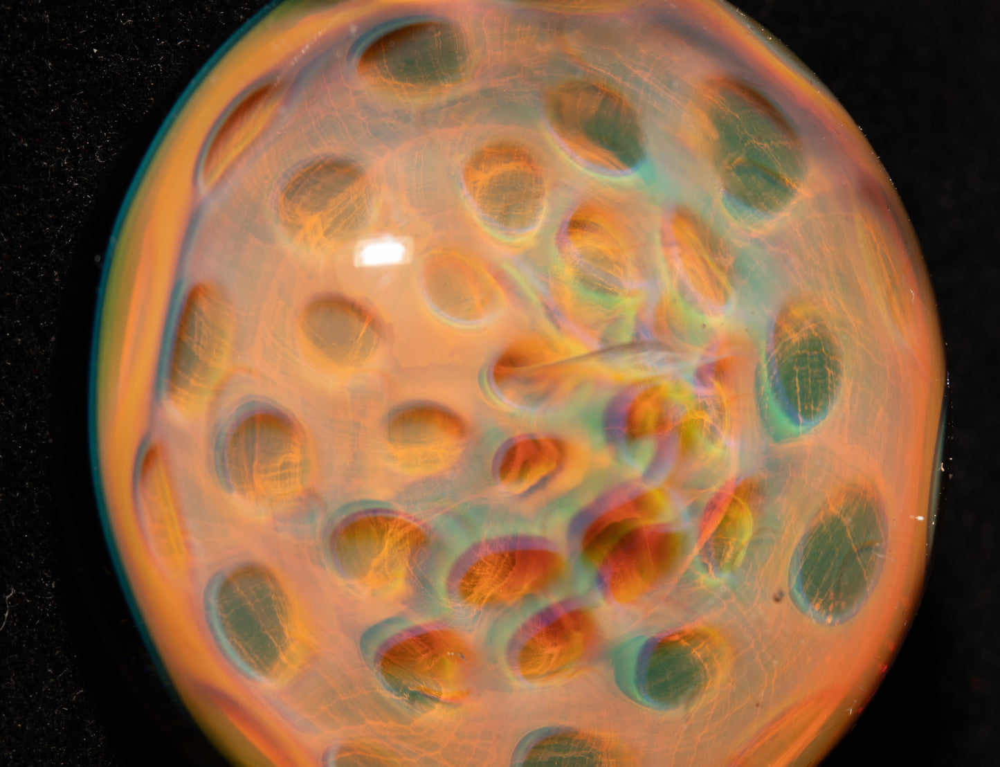 Honeycomb Fumed Pendant | Heady Borosilicate Necklace | Cosmic Glass Jewelry | Ethereal Depth Masterpiece