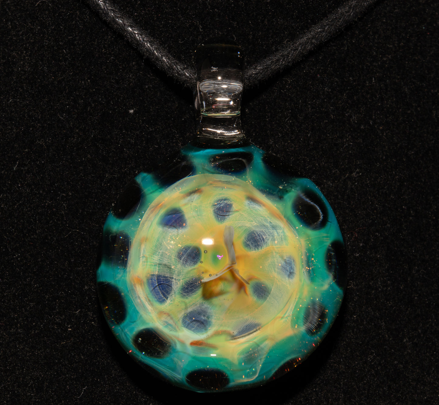 Galactic Honeycomb Pendant | Fumed Borosilicate Glass Necklace | Ethereal Heady Jewelry | Deep Space Art Piece
