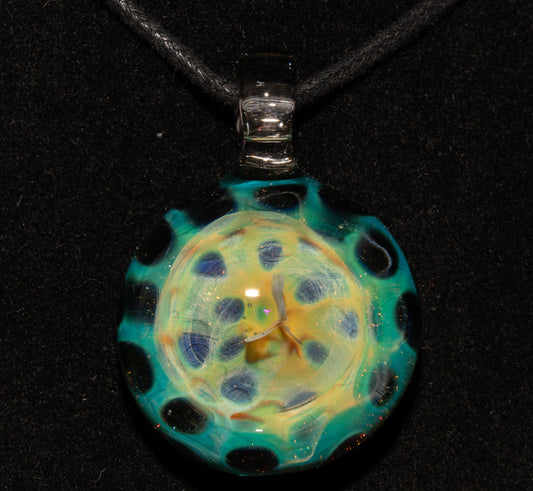 Galactic Honeycomb Pendant | Fumed Borosilicate Glass Necklace | Ethereal Heady Jewelry | Deep Space Art Piece