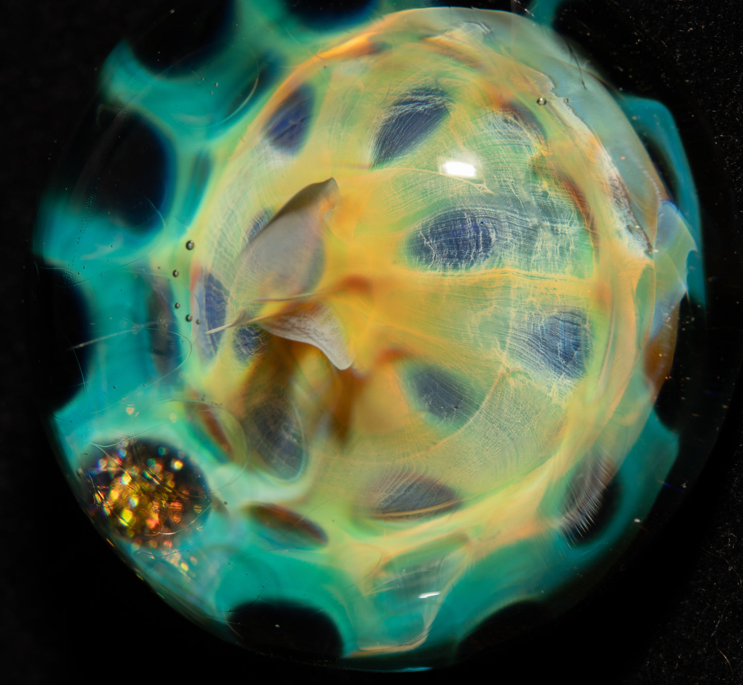 Galactic Honeycomb Pendant | Fumed Borosilicate Glass Necklace | Ethereal Heady Jewelry | Deep Space Art Piece