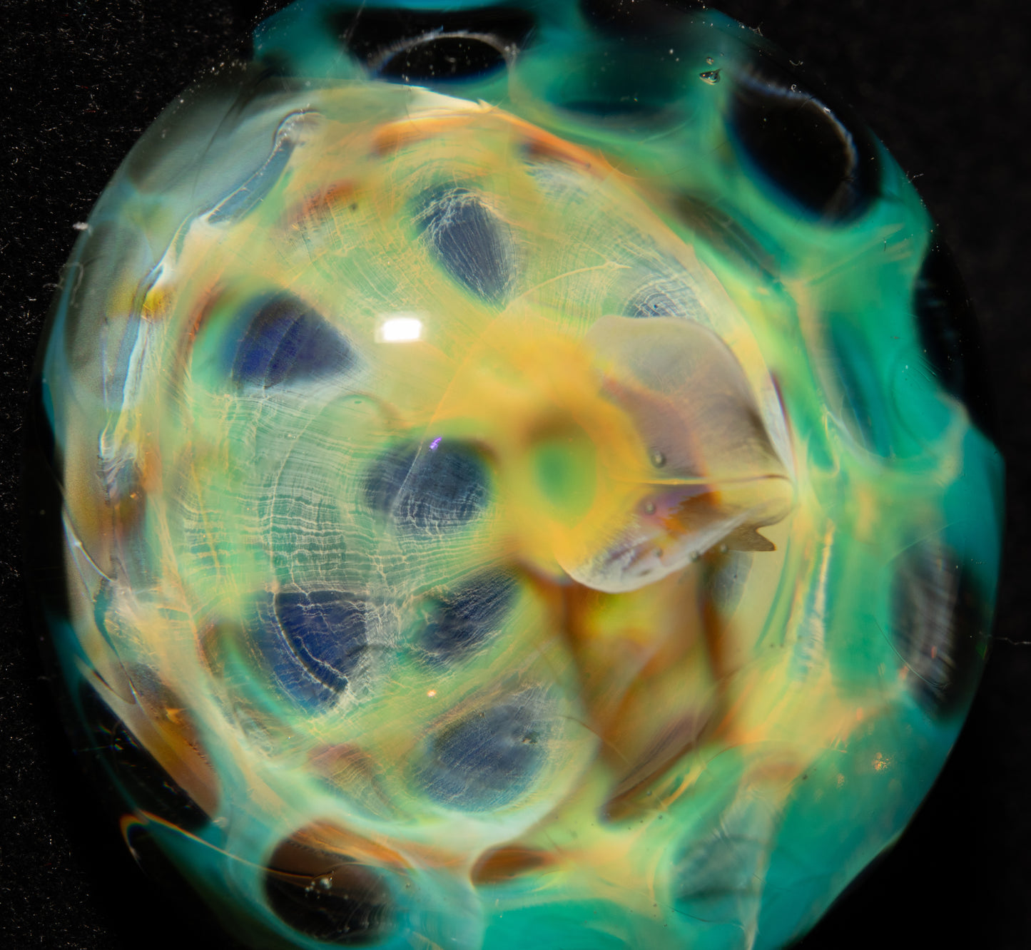 Galactic Honeycomb Pendant | Fumed Borosilicate Glass Necklace | Ethereal Heady Jewelry | Deep Space Art Piece