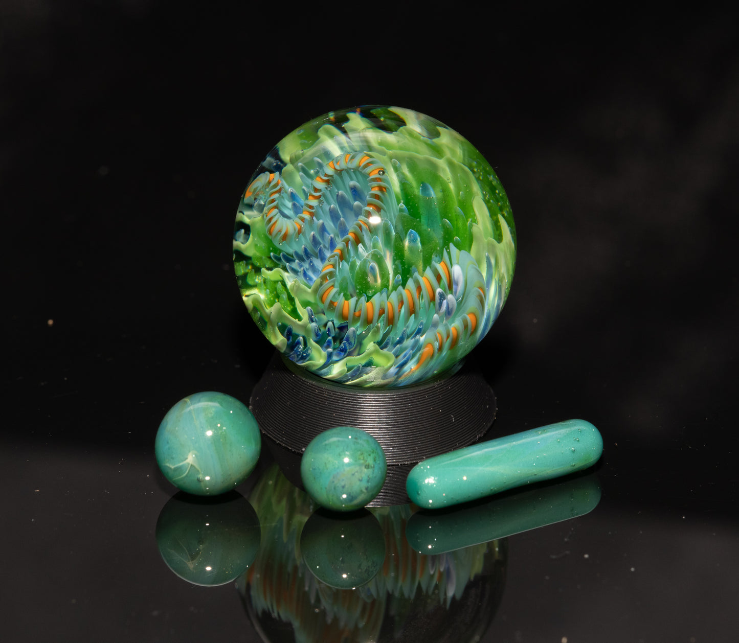 Coral Reef Glass Marble Set | 25mm Glass Marbles | Handblown Borosilicate Glass | Collectible Functional Glass