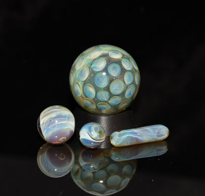 Lotus Pod Glass Marble Set | 25mm Glass Marbles | Handblown Borosilicate Glass | Collectible Functional