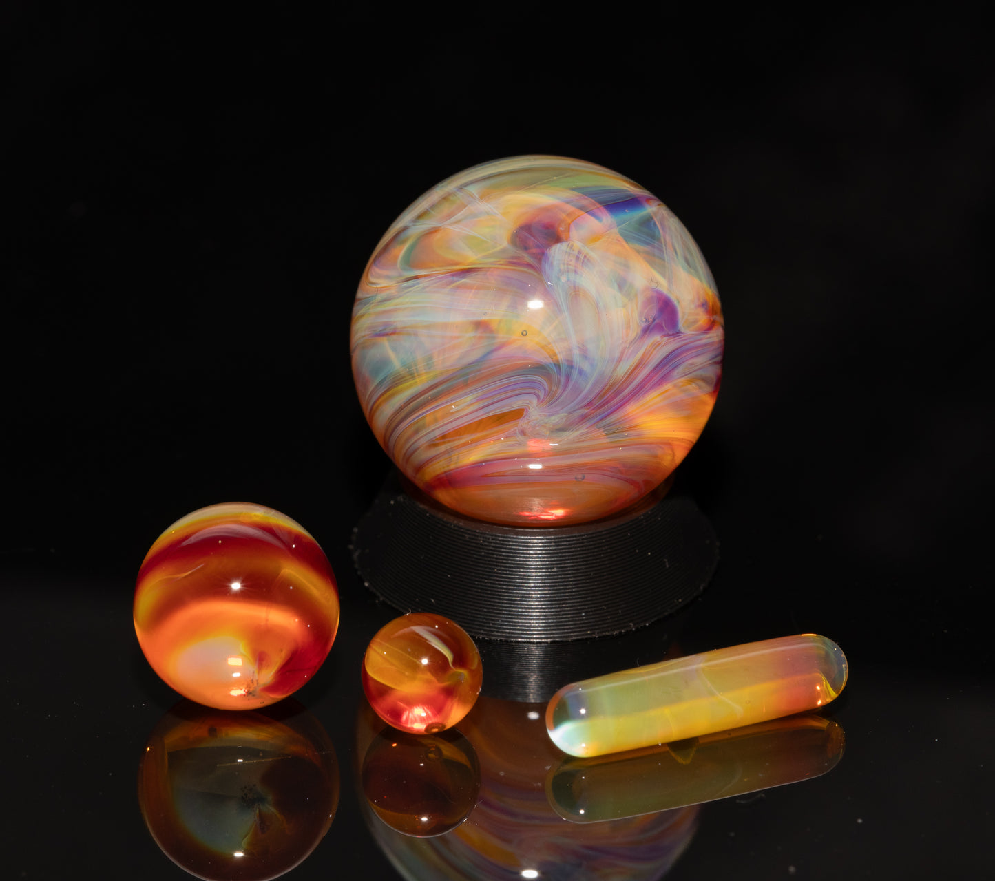 Matching Solid Color Marble Set | 25mm Glass Marbles | Handblown Borosilicate Glass | Collectible Functional Glass