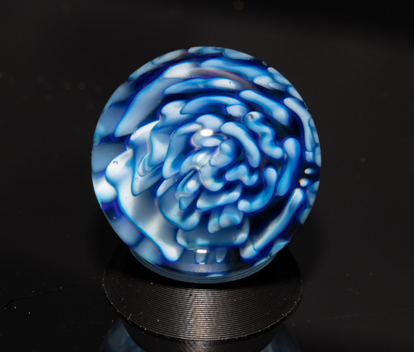 Dahlia Flower Marble Set | 25mm Handmade Glass Art Sphere with Matching Inserts | Collector Marble | Handblown Glass Decor