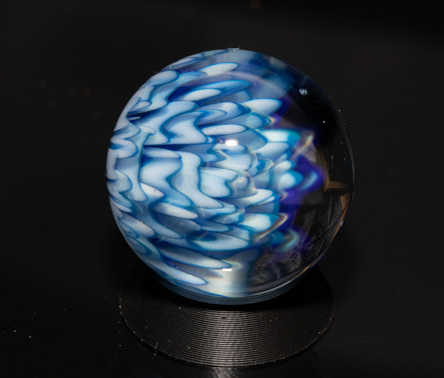 Dahlia Flower Marble Set | 25mm Handmade Glass Art Sphere with Matching Inserts | Collector Marble | Handblown Glass Decor