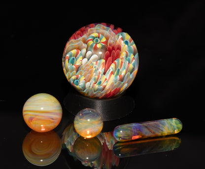 Coral Reef Glass Marble Set | 25mm Glass Marbles | Handblown Borosilicate Glass | Collectible Functional Glass