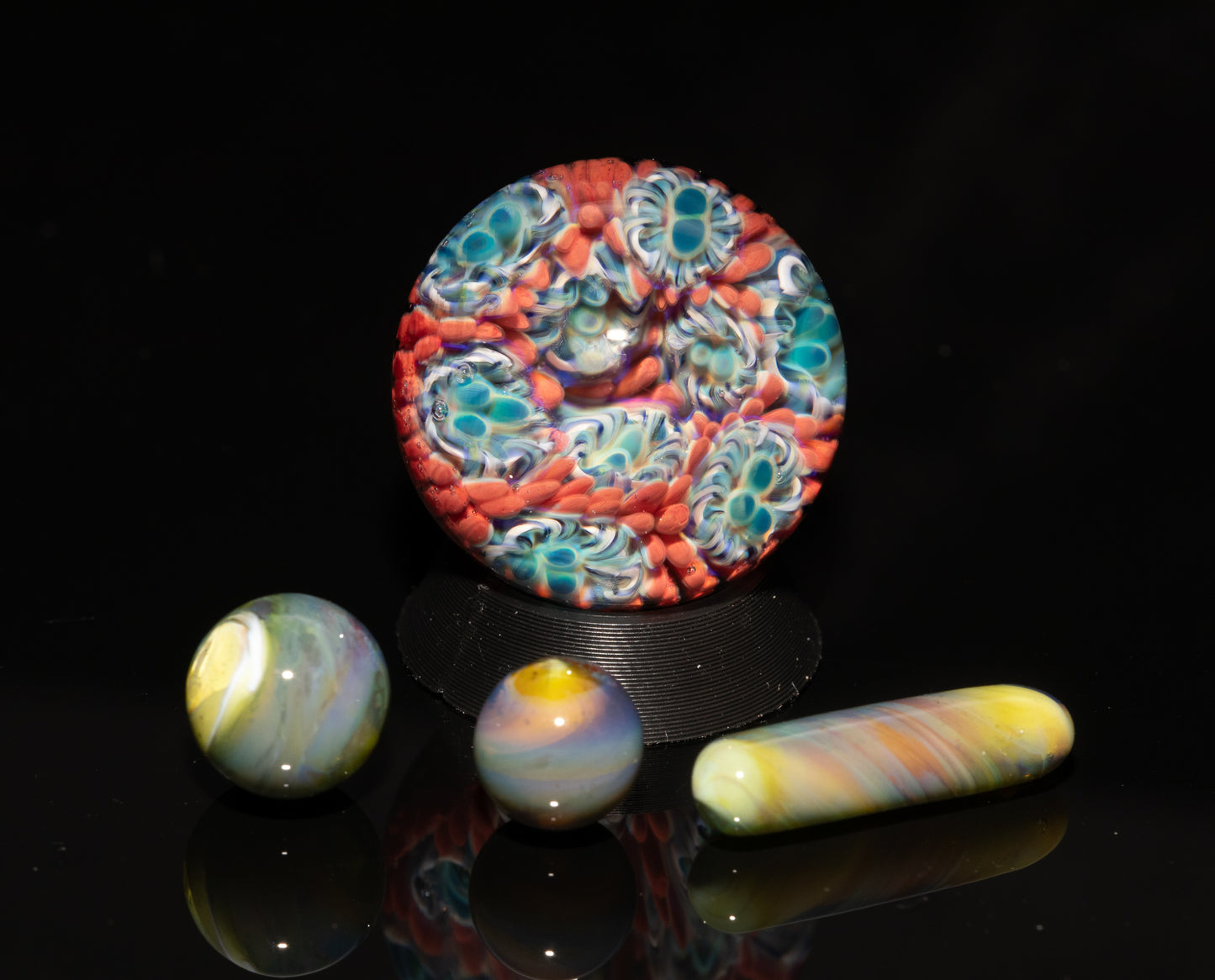 Coral Reef Glass Marble Set | 25mm Glass Marbles | Handblown Borosilicate Glass | Collectible Functional Glass