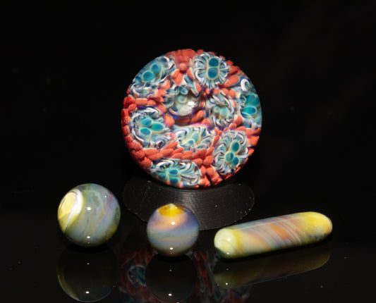 Coral Reef Glass Marble Set | 25mm Glass Marbles | Handblown Borosilicate Glass | Collectible Functional Glass