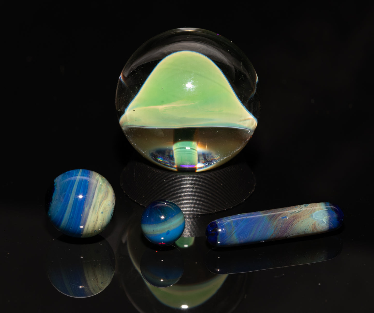 Mushroom Glass Marble Set | 25mm Glass Marbles | Handblown Borosilicate Glass | Collectible Functional Glass