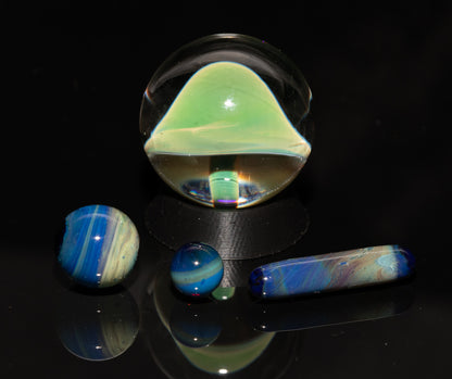 Mushroom Glass Marble Set | 25mm Glass Marbles | Handblown Borosilicate Glass | Collectible Functional Glass