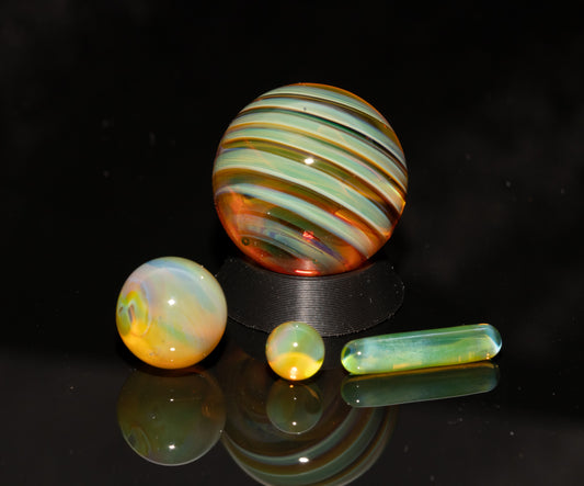 Matching Solid Color Marble Set | 25mm Glass Marbles | Handblown Borosilicate Glass | Collectible Functional Glass