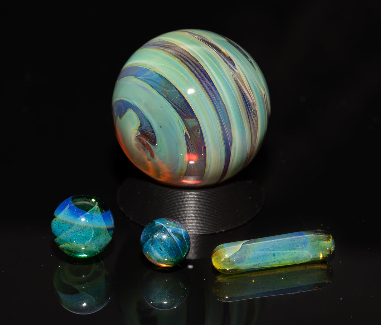 Matching Solid Color Marble Set | 25mm Glass Marbles | Handblown Borosilicate Glass | Collectible Functional Glass