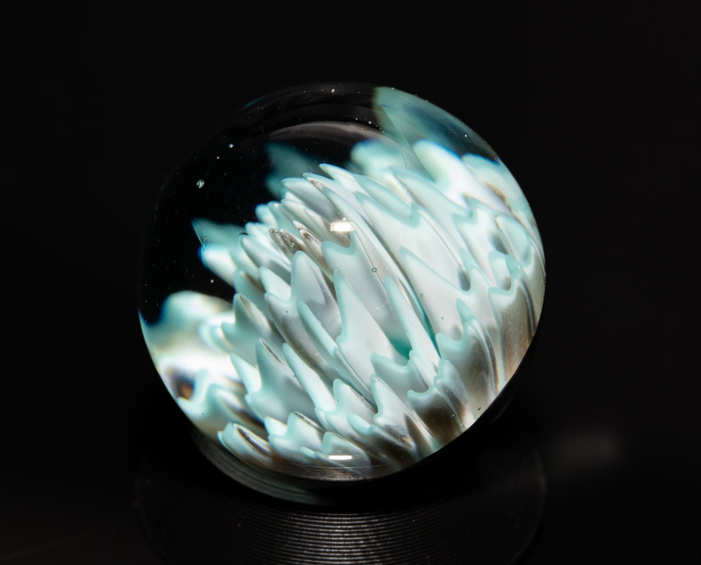 Dahlia Flower Marble Set | 25mm Handmade Glass Art Sphere with Matching Inserts | Collector Marble | Handblown Glass Decor
