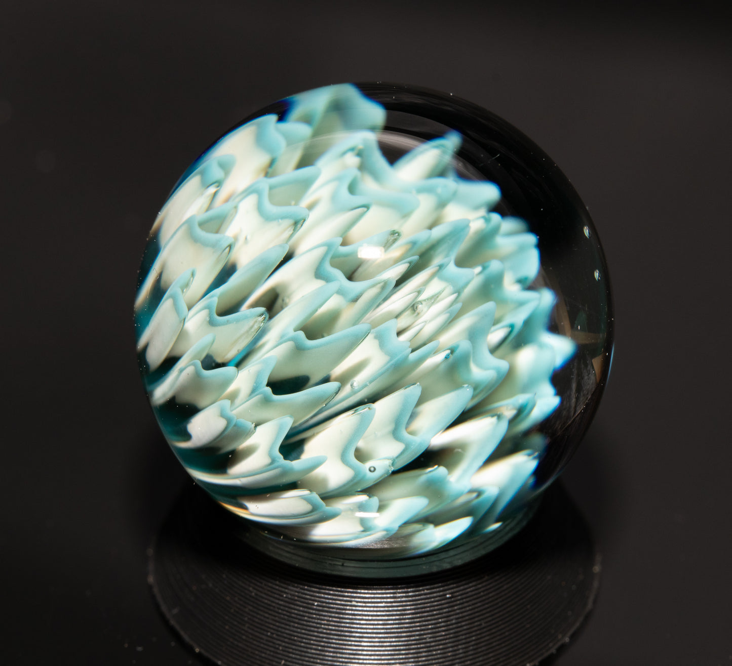 Dahlia Flower Marble Set | 25mm Handmade Glass Art Sphere with Matching Inserts | Collector Marble | Handblown Glass Decor