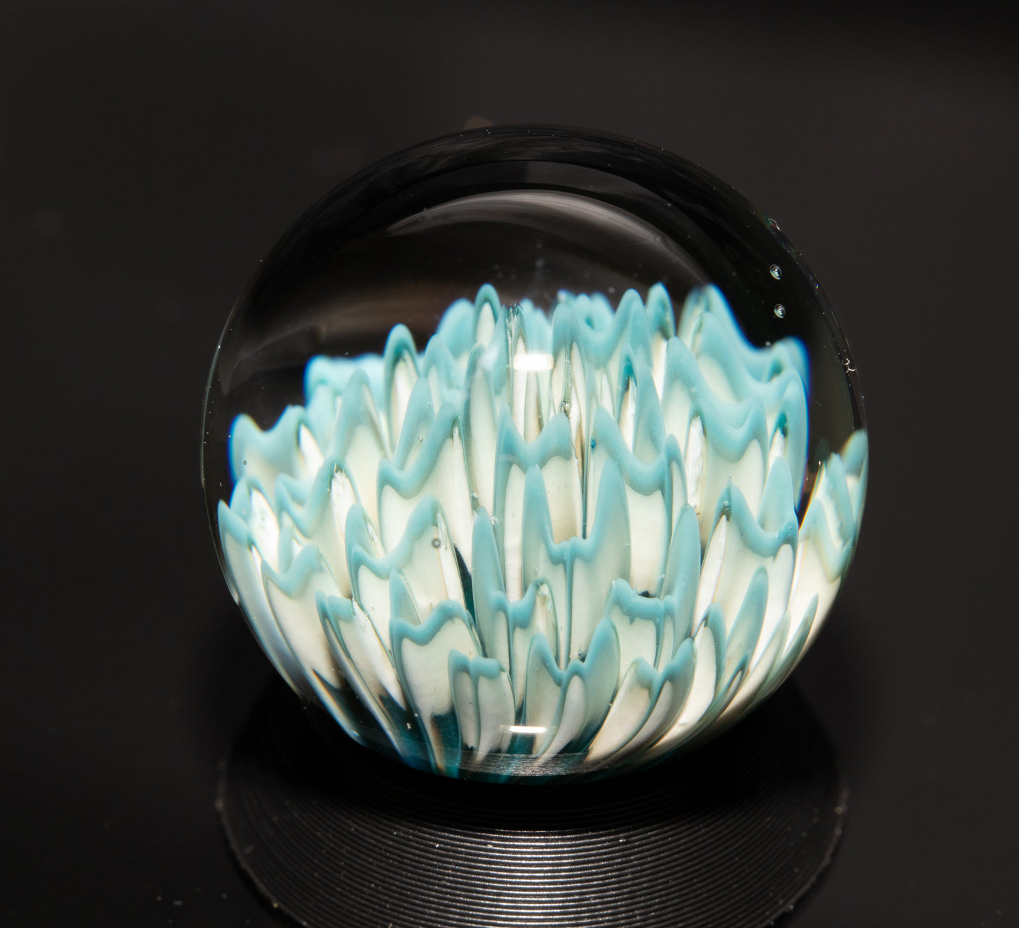 Dahlia Flower Marble Set | 25mm Handmade Glass Art Sphere with Matching Inserts | Collector Marble | Handblown Glass Decor