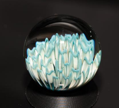 Dahlia Flower Marble Set | 25mm Handmade Glass Art Sphere with Matching Inserts | Collector Marble | Handblown Glass Decor