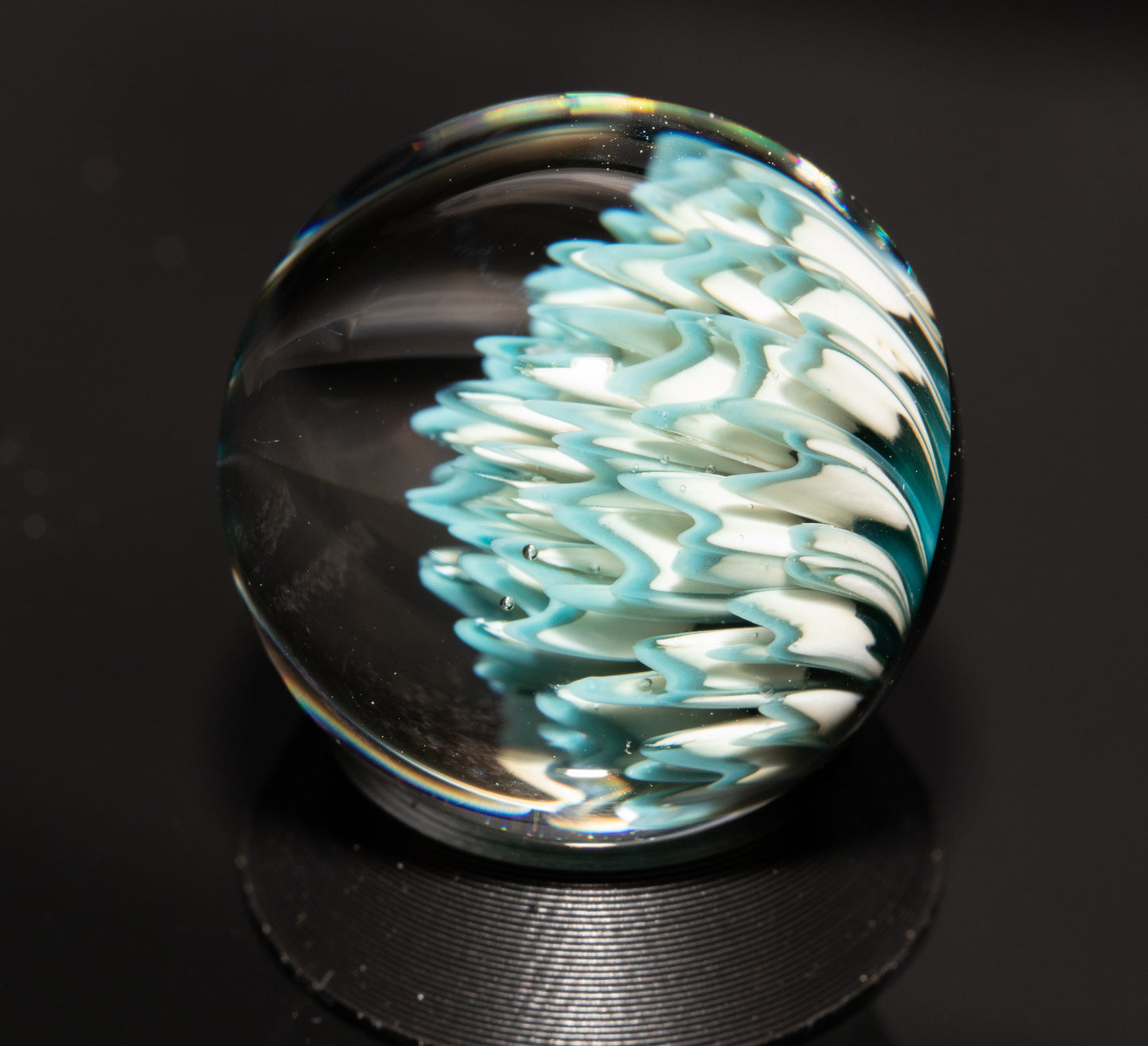 Dahlia Flower Marble Set | 25mm Handmade Glass Art Sphere with Matching Inserts | Collector Marble | Handblown Glass Decor