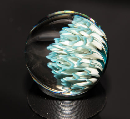 Dahlia Flower Marble Set | 25mm Handmade Glass Art Sphere with Matching Inserts | Collector Marble | Handblown Glass Decor