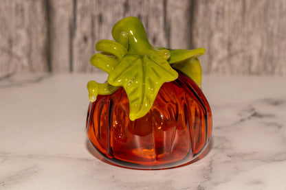 Glass Pumpkin #3 | Handblown Borosilicate Pumpkin | Autumn Leaves Decor | Halloween & Fall Art | OOAK Collectible Glass Pumpkin